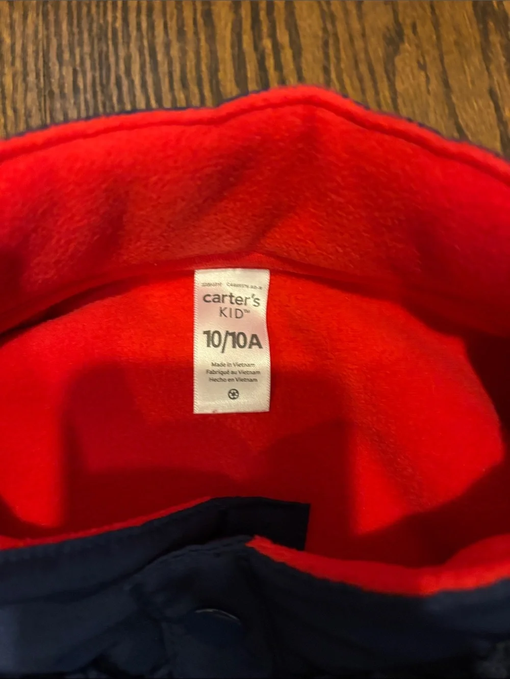 Carter's Navy Sherpa Crewneck with Red Contrast Collar